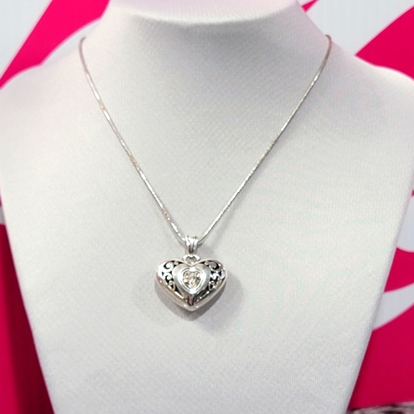 RARE RETIRED BRIGHTON DIVINITY HEART REVERSIBLE PENDENT NECKLACE RETIRED - Picture 1 of 6